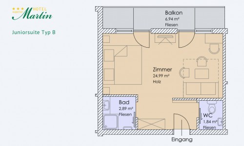 Room layout Juniorsuite Typ B